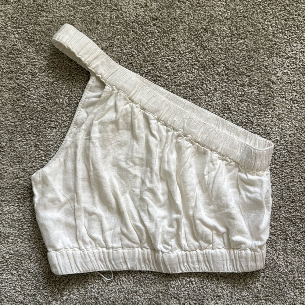 Abercrombie and Fitch, white one shoulder top, size small